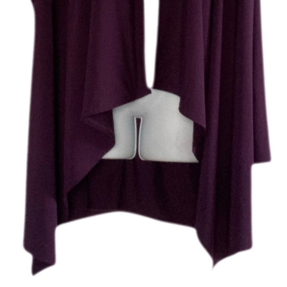 Lands End Open Drape Front Purple Long Sleeve Women’s Cardigan L 14 - 16 - Picture 3 of 5